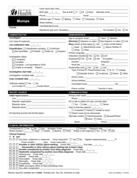DOH Form 210-039 Mumps Reporting Form - Washington