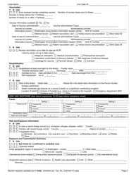 DOH Form 210-039 Mumps Reporting Form - Washington, Page 2