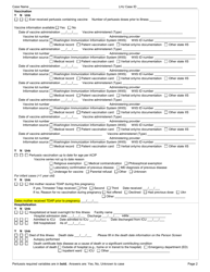 DOH Form 210-041 Pertussis Reporting Form - Washington, Page 2