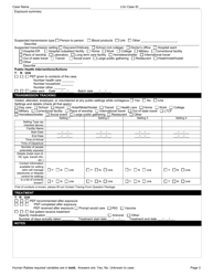 DOH Form 210-060 Human Rabies Reporting Form - Washington, Page 3