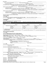 DOH Form 210-044 Suspected Rabies Exposure Reporting Form - Washington, Page 2