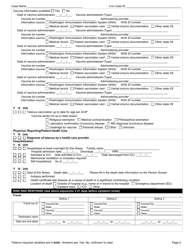 DOH Form 210-061 Tetanus Reporting Form - Washington, Page 2