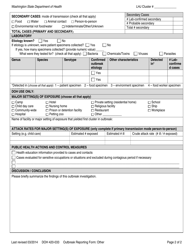 DOH Form 420-033 Outbreak Reporting Form - Other - Washington, Page 2
