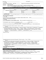 DOH Form 420-211 Vaccinia Transmission Reporting Form - Washington, Page 2