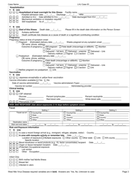 DOH Form 210-054 West Nile Virus Disease Reporting Form - Washington, Page 3