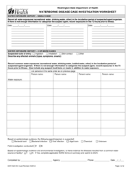 DOH Form 420-043 Waterborne Disease Case Investigation Worksheet - Washington, Page 2