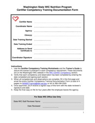 DOH Form 961-1118 Certifier Competency Training Documentation Form - Washington State Wic Nutrition Program - Washington