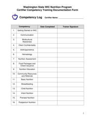 DOH Form 961-1118 Certifier Competency Training Documentation Form - Washington State Wic Nutrition Program - Washington, Page 2