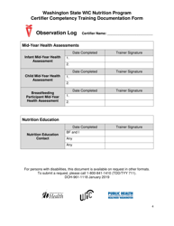 DOH Form 961-1118 Certifier Competency Training Documentation Form - Washington State Wic Nutrition Program - Washington, Page 4