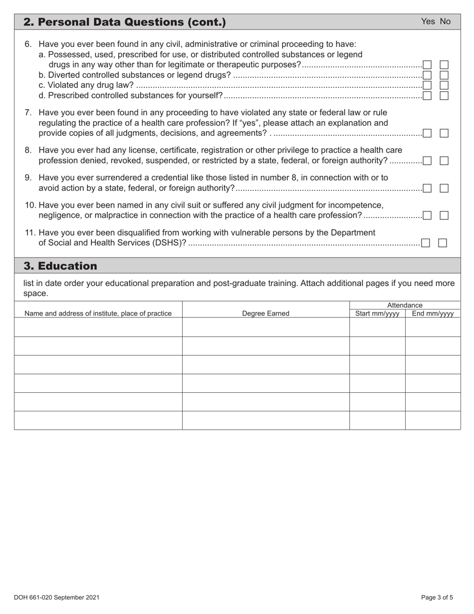 DOH Form 661-020 Nursing Home Administrator License Application - Washington, Page 12