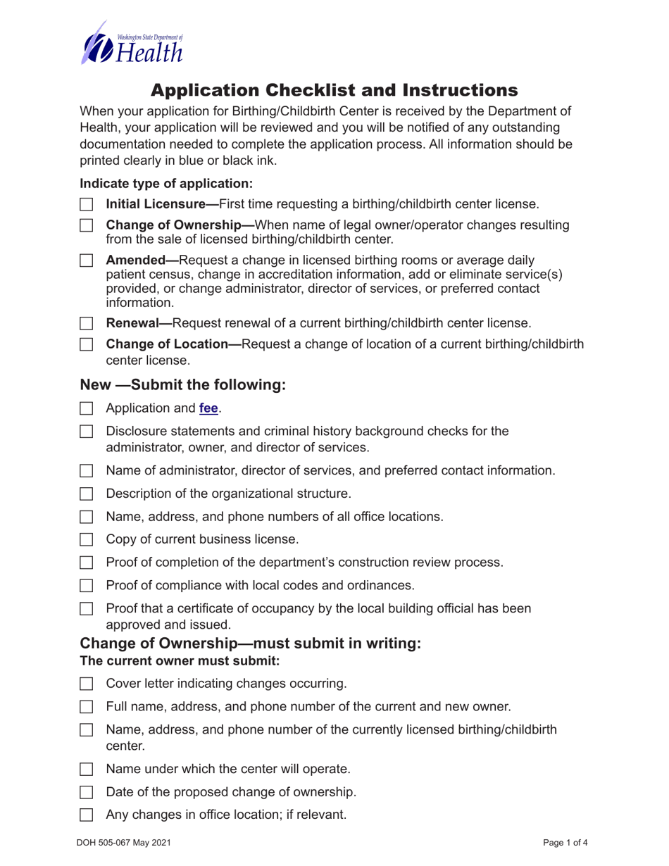 DOH Form 505-059 Birthing / Childbirth Center License Application - Washington, Page 3