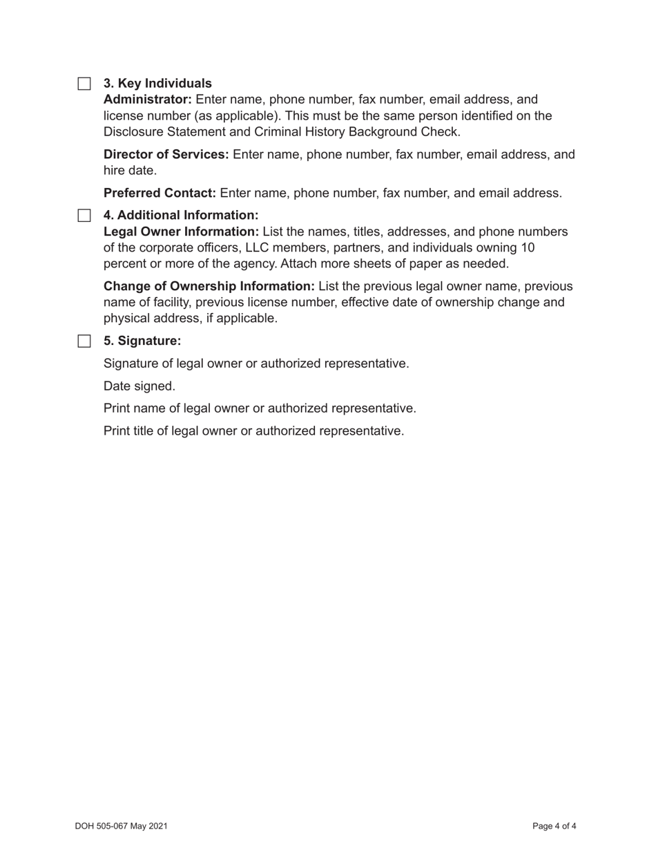 DOH Form 505-059 Birthing / Childbirth Center License Application - Washington, Page 6