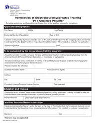 Document preview: DOH Form 664-044 Verification of Electroneuromyographic Training by a Qualified Provider - Washington