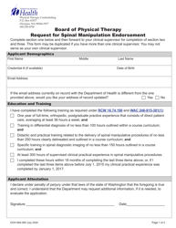 Document preview: DOH Form 664-060 Request for Spinal Manipulation Endorsement - Washington