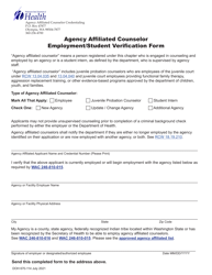 Document preview: DOH Form 670-114 Agency Affiliated Counselor Employment/Student Verification Form - Washington