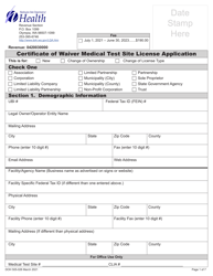 DOH Form 505-026 Certificate of Waiver Medical Test Site License Application - Washington, Page 5