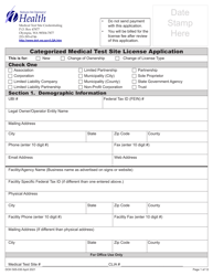 DOH Form 505-030 Categorized Medical Test Site License Application - Washington, Page 9