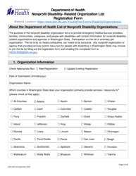 Document preview: DOH Form 530-216 Nonprofit Disability-Related Organization List Registration Form - Washington