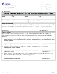 DOH Form 645-131 Dental Hygiene Sealant/Fluoride Varnish Endorsement Form - Washington, Page 2