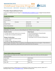 Document preview: DOH Form 348-243 Provider Disenrollment Form - Childhood Vaccine Program - Washington