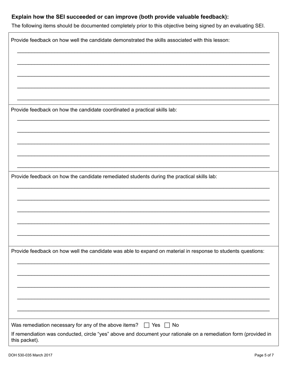 DOH Form 530-035 Recognition Application Procedures (Rap) for Senior EMS Instructor (Sei) - Washington, Page 6