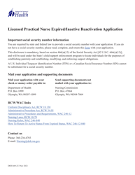 DOH Form 669-193 Licensed Practical Nurse Expired/Inactive Reactivation Application - Washington