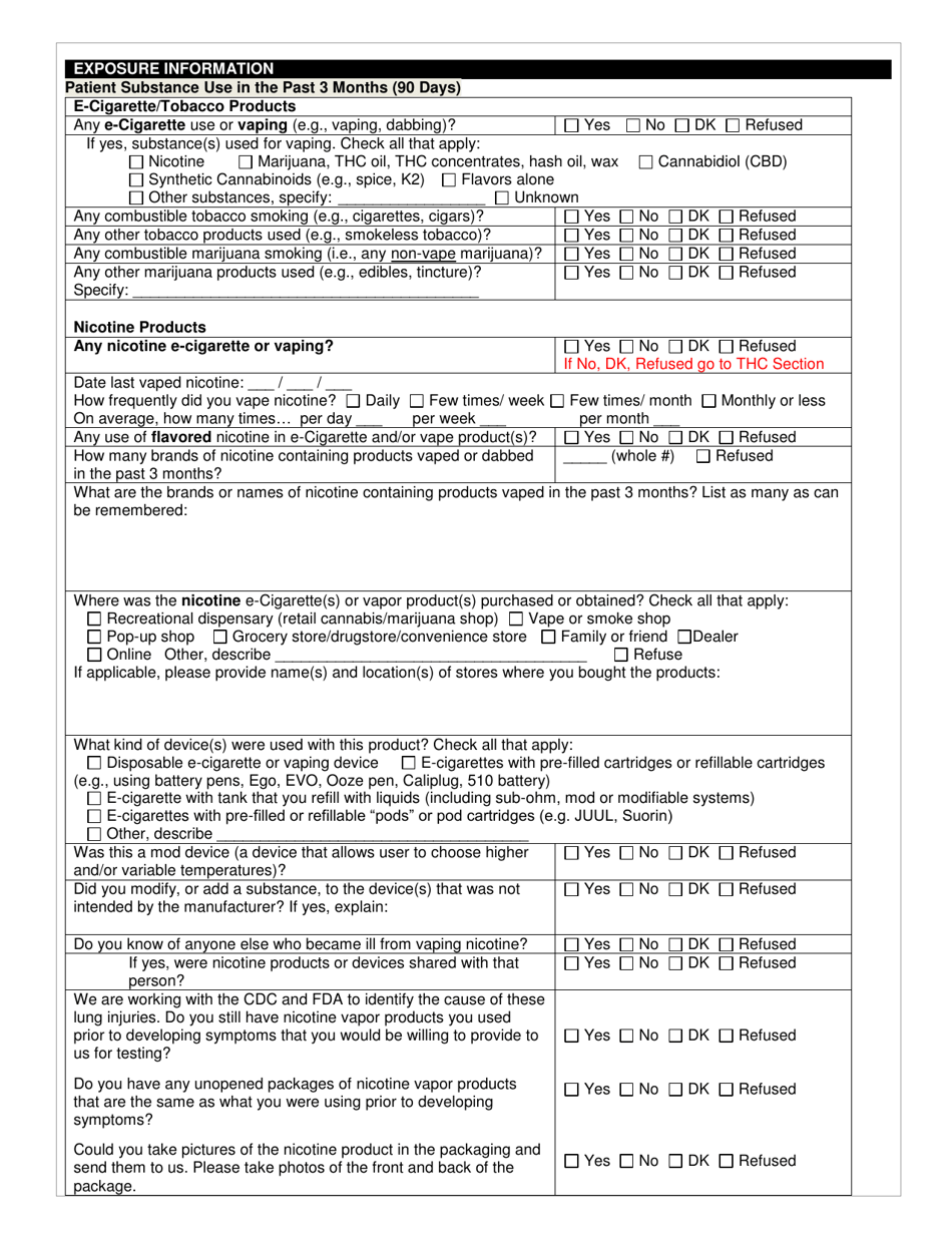 DOH Form 210-094 Lung Injury Associated With Vaping or E-Cigarette Use Reporting Form - Washington, Page 4