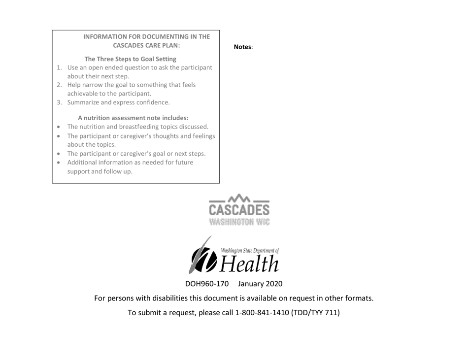 DOH Form 960-170 Breastfeeding / Non-bf Cascades Wic Services Worksheet - Washington, Page 6