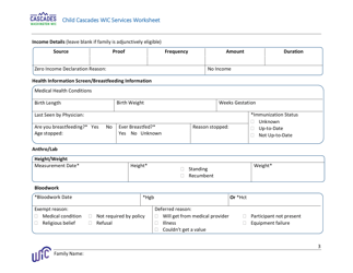 DOH Form 960-170 Child Cascades Wic Services Worksheet - Washington, Page 3