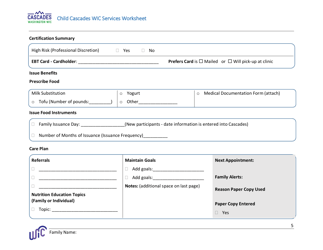 DOH Form 960-170 Child Cascades Wic Services Worksheet - Washington, Page 5