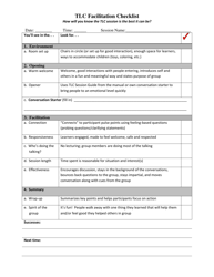 DOH Form 961-1087 Tlc Facilitation Checklist - Washington