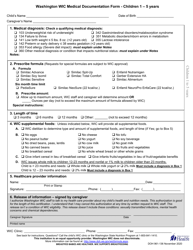 Document preview: DOH Form 961-136 Washington Wic Medical Documentation Form - Children 1 - 5 Years - Washington