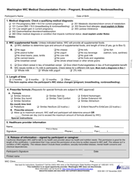 DOH Form 961-137 Washington Wic Medical Documentation Form - Pregnant, Breastfeeding, Nonbreastfeeding - Washington