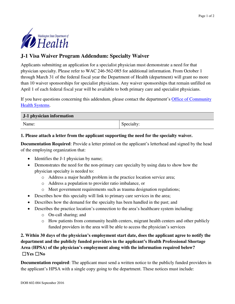 DOH Form 602-004 - Fill Out, Sign Online and Download Fillable PDF ...
