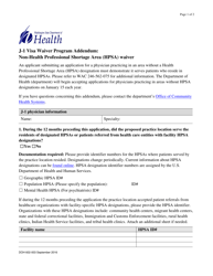 DOH Form 602-003 J-1 Visa Waiver Program Addendum: Non-health Professional Shortage Area (Hpsa) Waiver - Washington