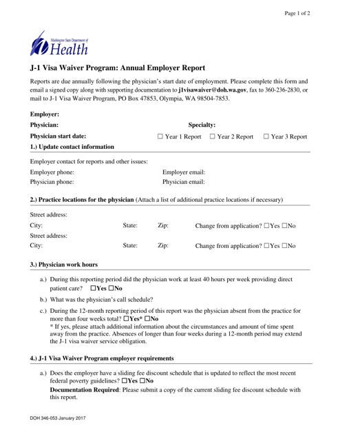 DOH Form 346-053  Printable Pdf