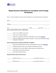 Document preview: DOH Form 690-362 Requirements Checklist for Canadian and Foreign Graduates - Washington