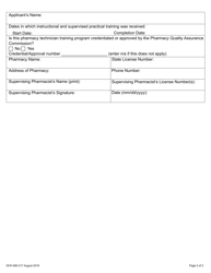 DOH Form 690-217 Affidavit of an out of State on-The-Job Pharmacy Technician Education and Training - Washington, Page 2
