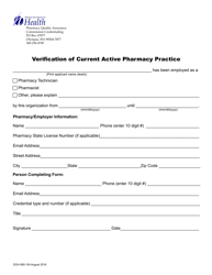 Document preview: DOH Form 690-104 Verification of Current Active Pharmacy Practice - Washington