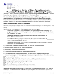Document preview: DOH Form 690-216 Affidavit of an out of State Formal Academic - Pharmacy Technician Education and Training Program - Washington