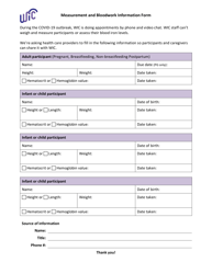 Document preview: DOH Form 962-1001 Measurement and Bloodwork Information Form - Washington