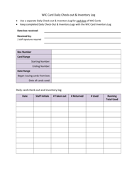 DOH Form 960-367 Wic Card Daily Check-Out &amp; Inventory Log - Washington