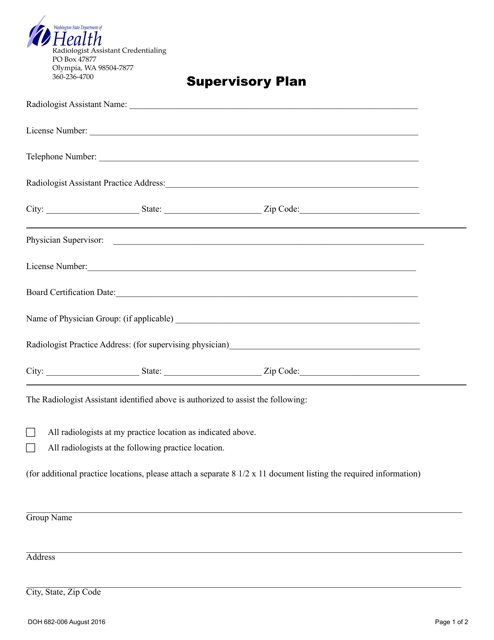 DOH Form 682-006 Supervisory Plan - Washington