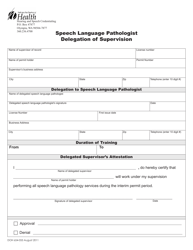 Document preview: DOH Form 654-055 Speech Language Pathologist Delegation of Supervision - Washington