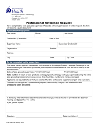 Document preview: DOH Form 654-036 Professional Reference Request - Washington