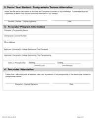 DOH Form 641-062 Chiropractic Preceptorship Senior Year Student/Postgraduate Trainee Form - Washington, Page 2
