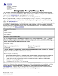Document preview: DOH Form 641-053 Chiropractic Preceptor Change Form - Washington