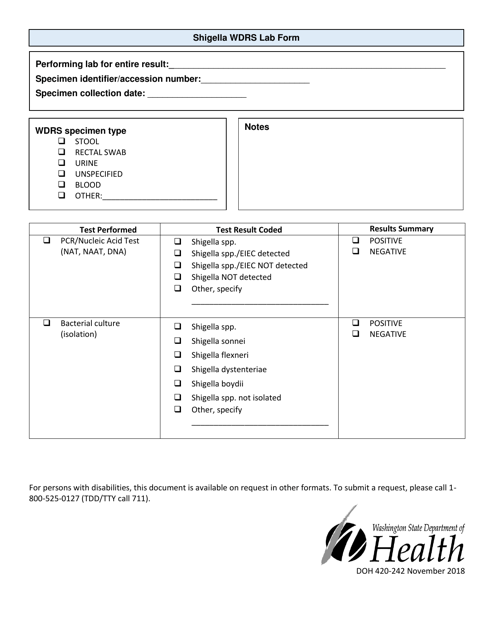 DOH Form 420-242  Printable Pdf