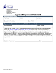Document preview: DOH Form 647-080 Approved Supervisor Statement - Washington