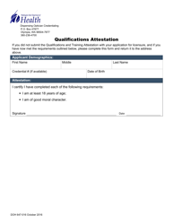 Document preview: DOH Form 647-016 Qualifications Attestation - Washington